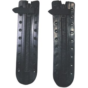 Two Leather Boot Zippers in black, featuring metal holes along the sides.